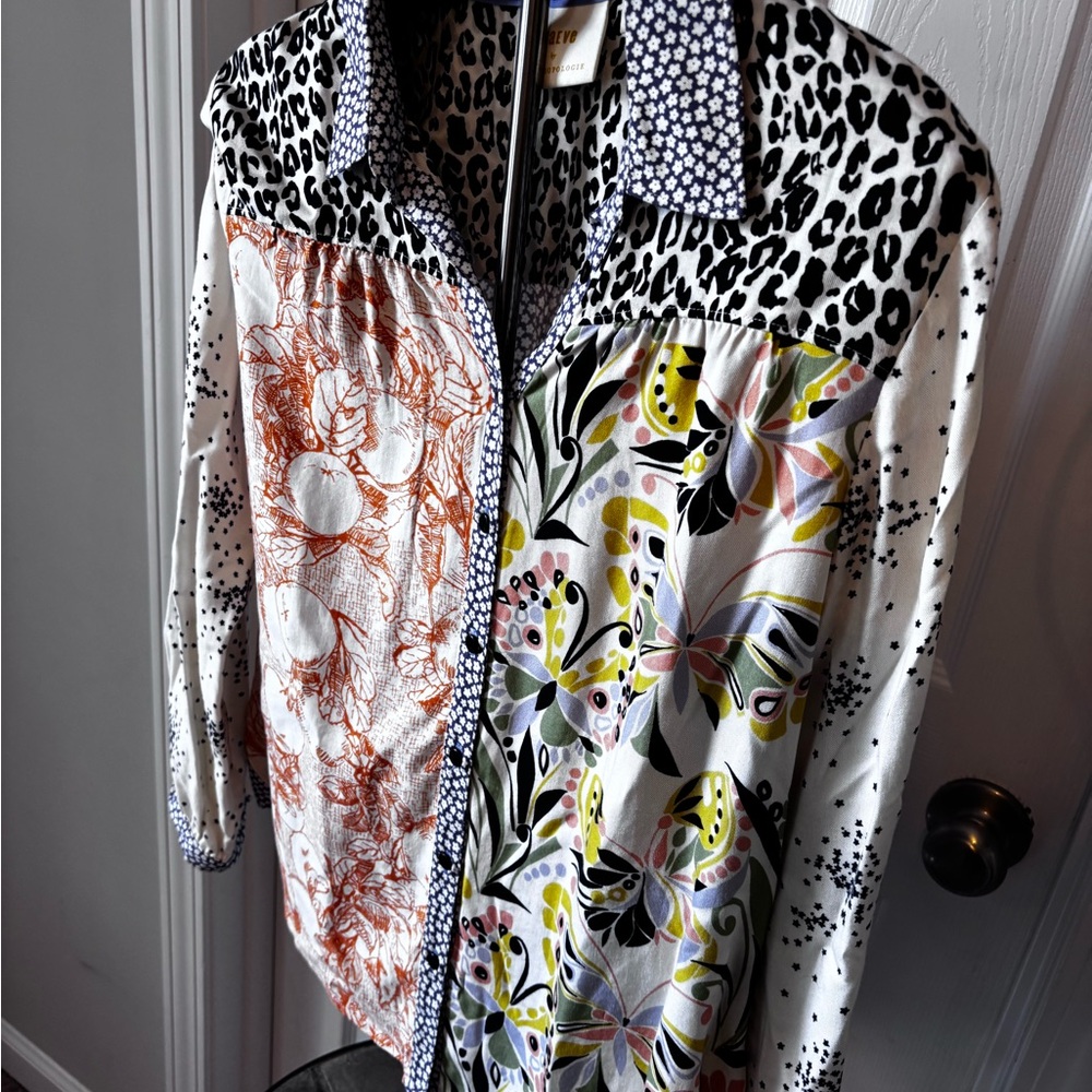 Anthropologie Maeve Multicolor Patterned Button-Up Shirt - Picture 4 of 7